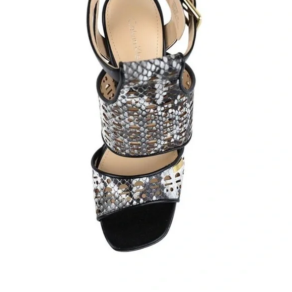 Calvin Klein Black and White Snake Platform Pump Formal Shoes 7 - Picture 12 of 14